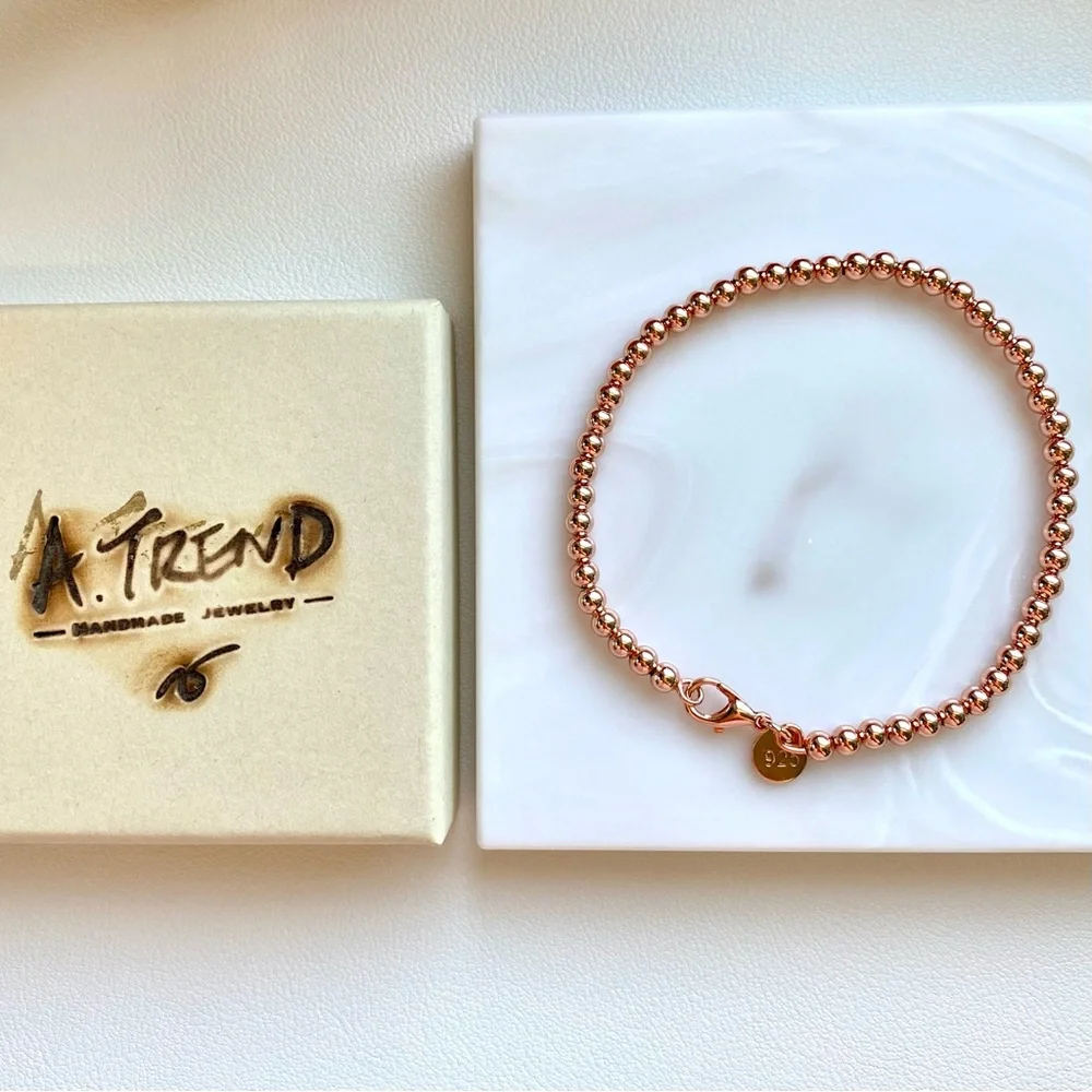 Rose Gold 4mm Beaded Bracelet